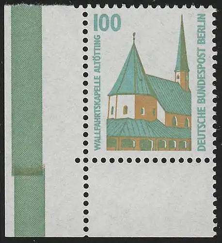 834 SWK 100 Pf Ecke ul MIT Naht ** postfrisch