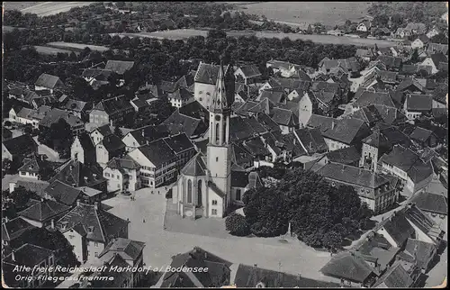 Landpost Leimbach über Markdorf (Baden) 1935 auf passender AK, Frankatur fehlend