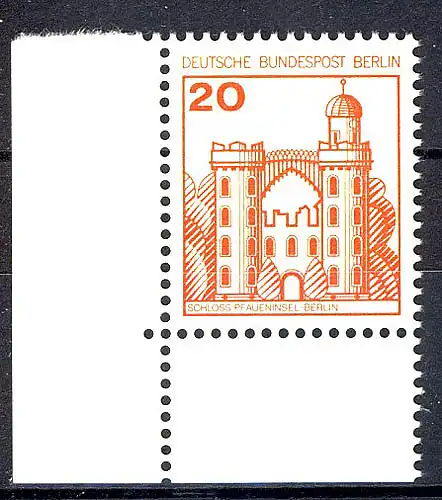 533 Burgen u.Schl. 20 Pf Ecke ul ** postfrisch