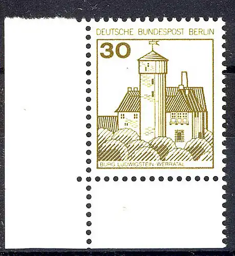 534 Burgen u.Schl. 30 Pf Ecke ul ** postfrisch