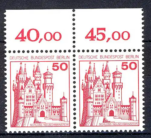 536 Burgen u.Schl. 50 Pf Paar OR ** postfrisch