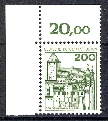 540 Burgen u.Schl. 200 Pf Ecke ol ** postfrisch
