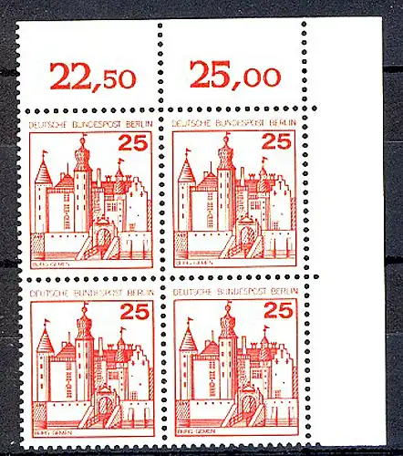 587 Burgen u.Schl. 25 Pf Eck-Vbl. or ** postfrisch