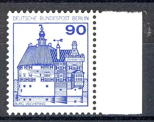 588 Burgen u.Schl. 90 Pf Seitenrand re. ** postfrisch
