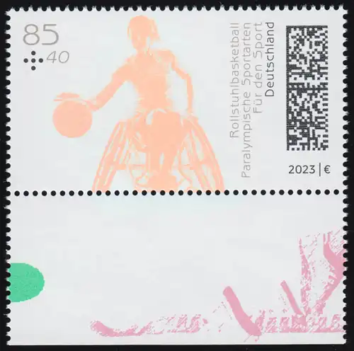 3762 Für den Sport 2023 - Rollstuhlbasketball aus MH 126, ** postfrisch