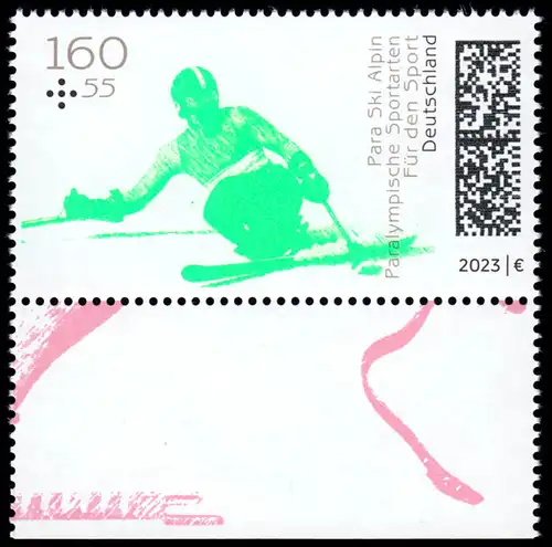 3764 Für den Sport 2023 - Para Ski Alpin aus MH 126, ** postfrisch