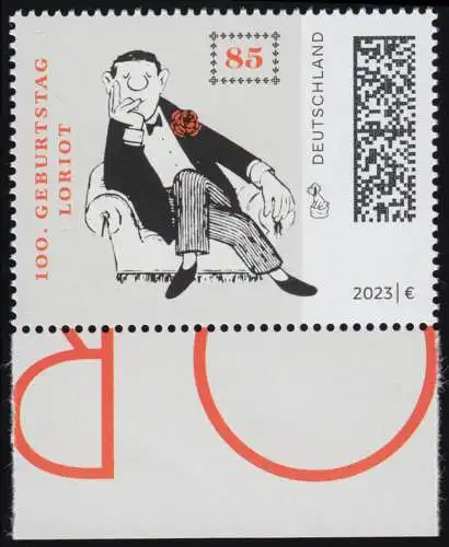 3795 Loriot auf dem Sofa - nassklebend aus Block 92, postfrisch **/MNH