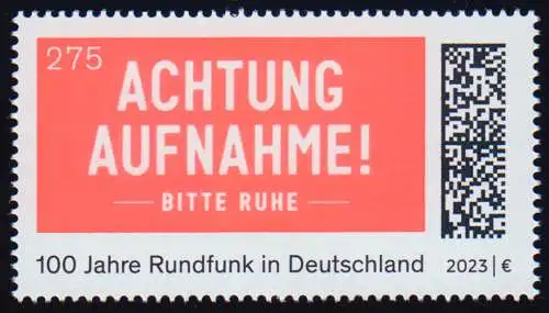 3790 Rundfunk in Deutschland Achtung Aufnahme! - nassklebend, postfrisch **/MNH