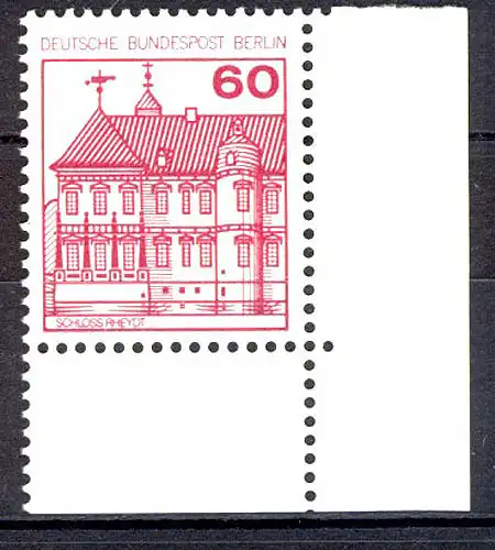611 Burgen u.Schl. 60 Pf Ecke ur ** postfrisch