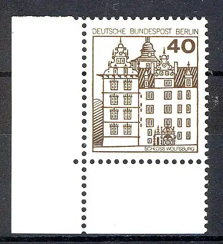 614 Burgen u.Schl. 40 Pf Ecke ul ** postfrisch