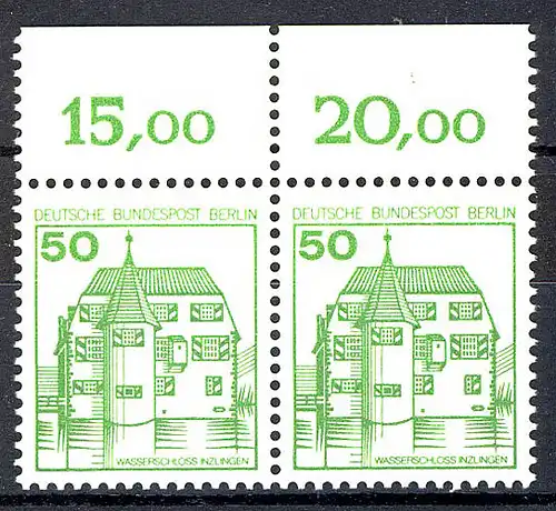 615 Burgen u.Schl. 50 Pf Paar OR ** postfrisch