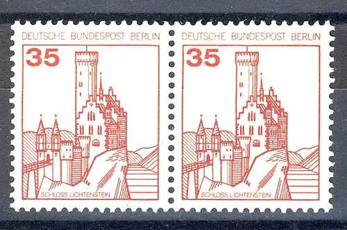 673 Burgen u.Schl. 35 Pf waag. Paar ** postfrisch