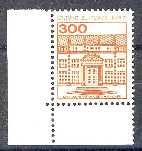 677 Burgen u.Schl. 300 Pf Ecke ul ** postfrisch