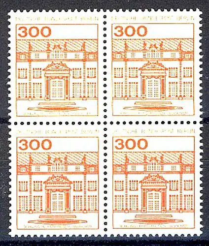 677 Burgen u.Schl. 300 Pf Viererblock ** postfrisch