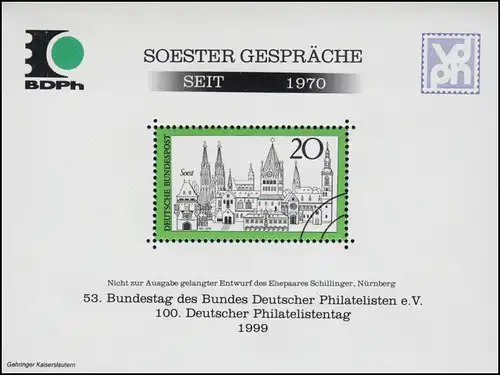 Sonderdruck Soester Gespräche seit 1970 - Bundestag und Philatelistentag 1999