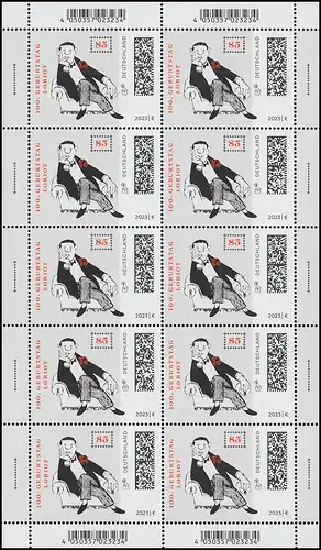 3795 Loriot auf dem Sofa  - 10er-Bogen ** / MNH