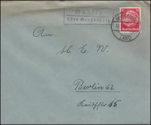 Landpost Gohlitz über Großbehnitz Land 23.12.35 auf Brief