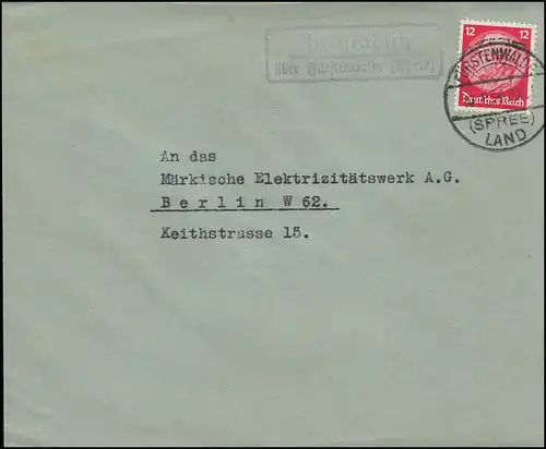 Landpost Alt-Madlitz über Fürstenwalde (Spree) Land 10.1.34 auf Brief