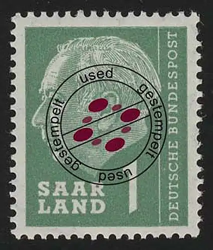 Saarland 380 Heuss 1 (Fr) 1957, O