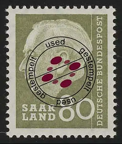 Saarland 396 Heuss 80 (Fr) 1957, O
