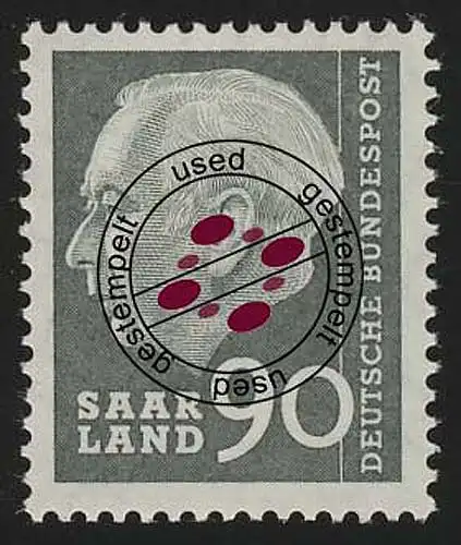 Saarland 397 Heuss 90 (Fr) 1957, O