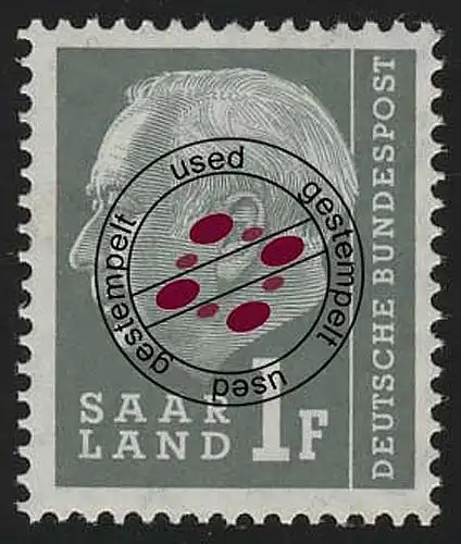 Saarland 409 Heuss 1 Fr 1957, O