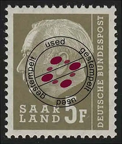 Saarland 411 Heuss 5 Fr 1957, O