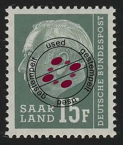 Saarland 415 Heuss 15 Fr 1957, O