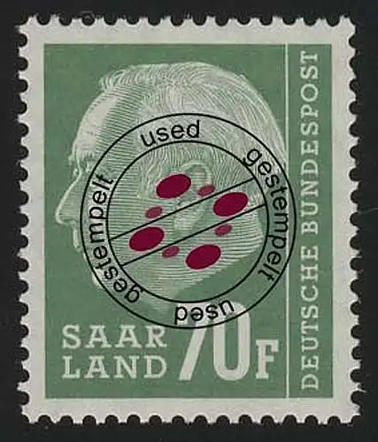 Saarland 423 Heuss 70 Fr 1957, O