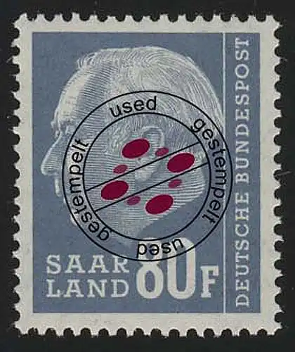 Saarland 424 Heuss 80 Fr 1957, O
