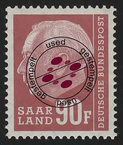 Saarland 425 Heuss 90 Fr 1957, O