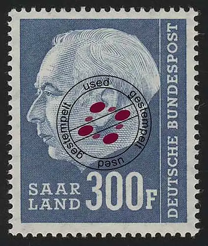 Saarland 428 Heuss 300 Fr 1957, O