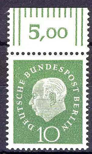 303 Heuss III 10 Pf Oberrand ** postfrisch