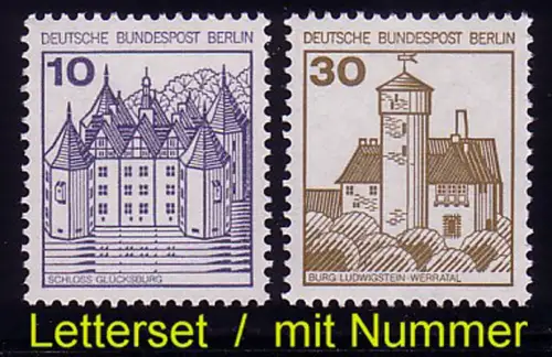 532+534 BuS 10 Pf/30 Pf. LETTERSET komplett, mit Zählnummer ** postfrisch