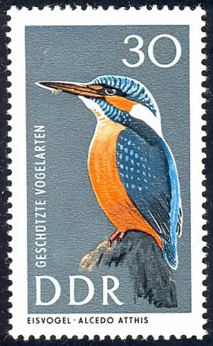 1276 Geschützte Vögel Eisvogel 30 Pf **