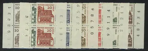242-249 Bauwerke 8 Werte, Paare mit Randzähler, Satz ** postfrisch