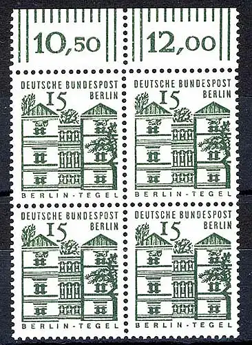 243 Bauwerke klein 15 Pf OR-Viererbl. ** postfrisch