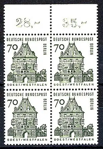 248 Bauwerke klein 70 Pf OR-Viererbl. ** postfrisch