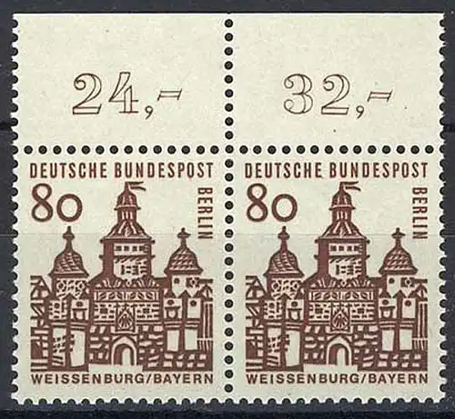 249 Bauwerke klein 80 Pf Paar OR ** postfrisch