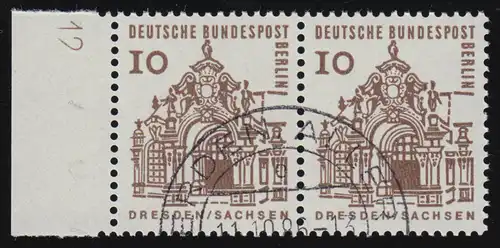 242 DZ im waagerechten Rand-Paar mit Druckerzeichen 12, gestempelt