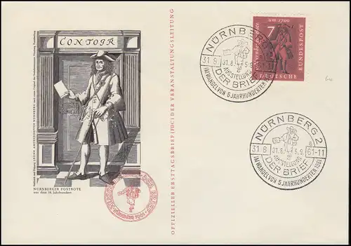 365 Ausstellung Nürnberger Bote, Schmuck-FDC NÜRNBERG 31.8.61