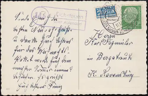 Landpost 14b Eichstegen über Aulendorf SSt Kurpark 31.12.55 auf Neujahrs-AK