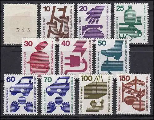 402a ff Unfallverhütung 11 Werte - alle mit schwarzer Zählnummer, Satz **