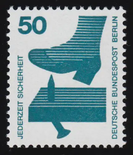 408a Unfall 50 Pf schwarze Nr., Einzelmarke + Nr. **