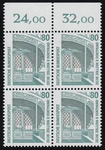 1342 SWK 80 Pf OR-Viererbl. ** postfrisch