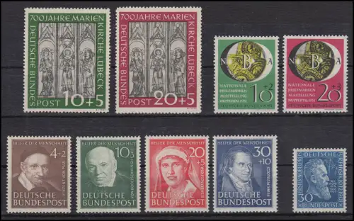 139-147 Bund-Jahrgang 1951 (OHNE Posthorn) komplett, sauber postfrisch **