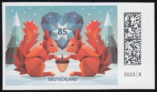 3802 Eichhörnchen im Schnee - selbstklebend, postfrisch **/MNH