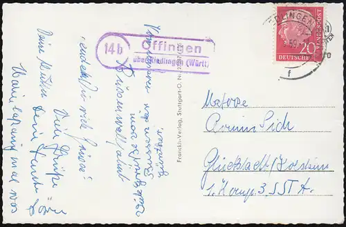 Landpost 14b Offingen über Riedlingen 1959 AK Wallfahrtskirche auf dem Bussen