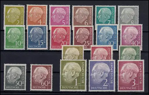 177-196 Heuss I, 20 Werte, Satz postfrisch komplett, 50 Pf geprüft BPP