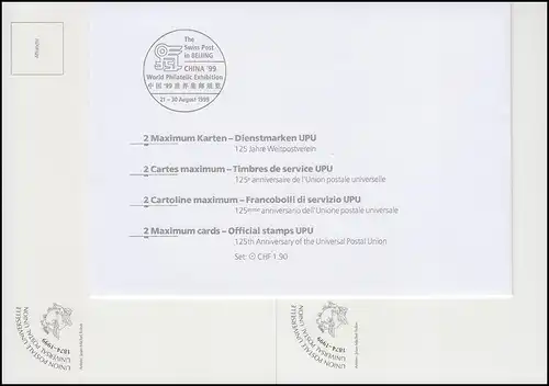 Schweiz Weltpostverein UPU 17-18 Regenbogen: 2 Maximumkarten im Umschlag